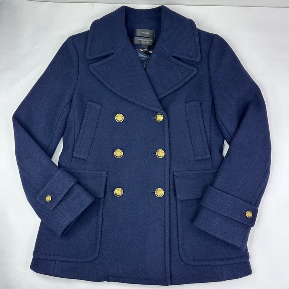 J.Crew By Nello Gori Stadium Cloth Double Breasted Wool Blend Peacoat Navy Sz 6 - Picture 6 of 15